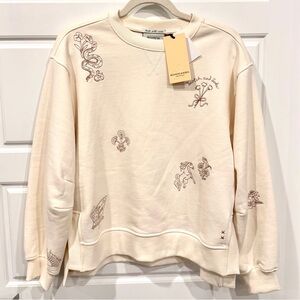 Scotch & Soda Amsterdam Embroidered Sweatshirt Ivory Crewneck NWT Size S